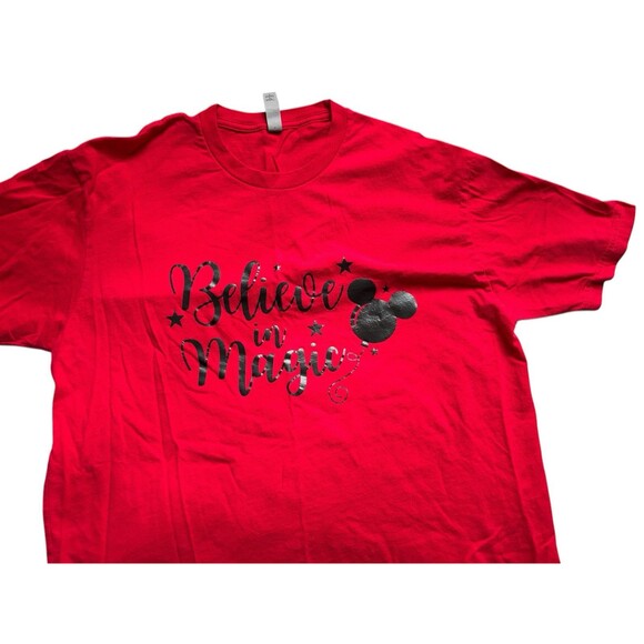 Next Level Apparel Red Believe In Magic Shirt Disney Inspired Graphic Tee Size L - Picture 1 of 5